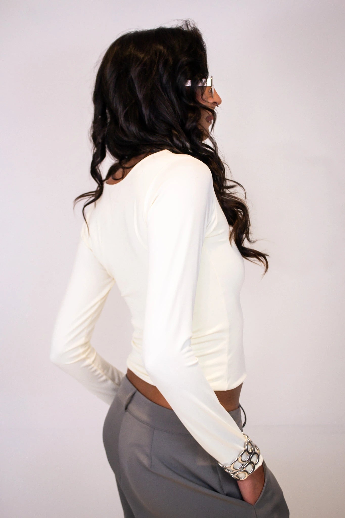 Blusa Affogato - Manga Longa Decote Quadrado Feminina