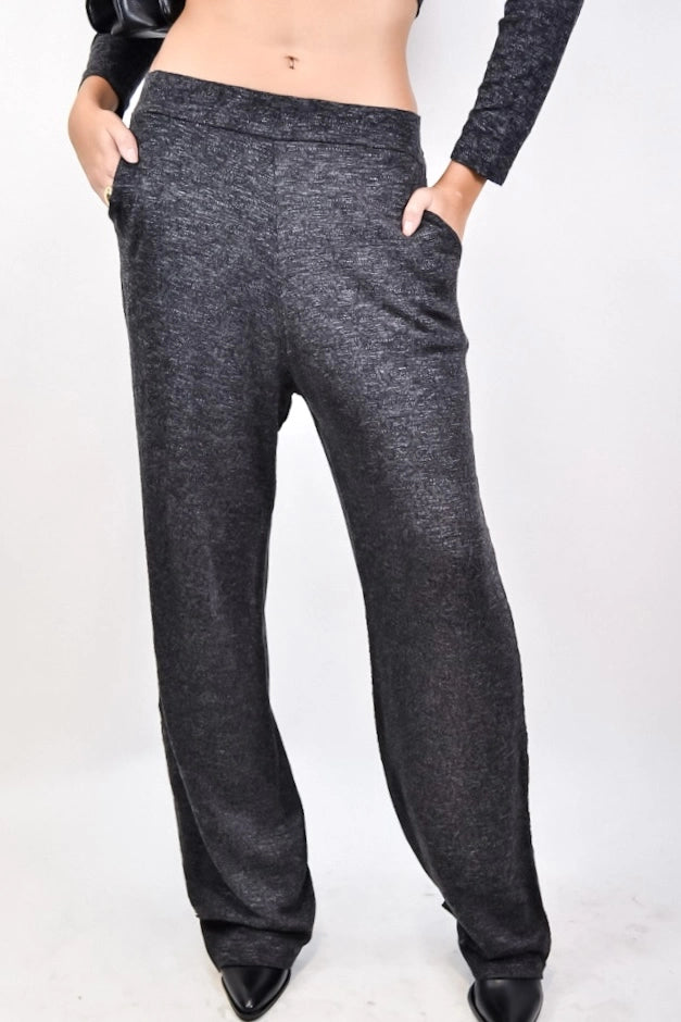 Calça Toffee - pantalona em tricô flamê