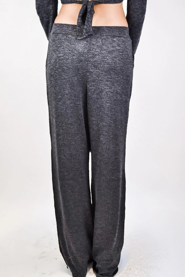 Calça Toffee - pantalona em tricô flamê