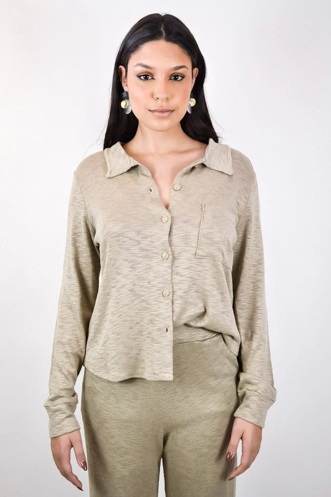 Camisa Toffee - em tricô flamê