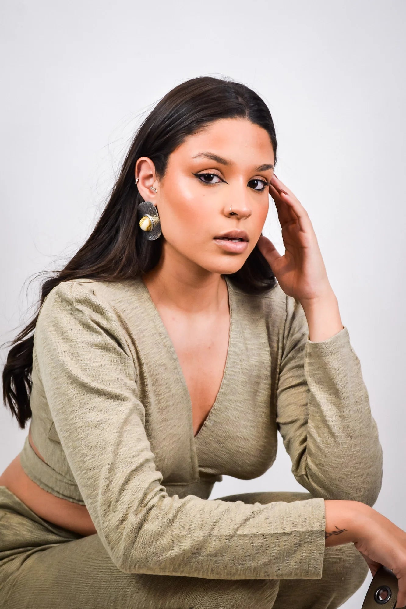 Cropped Toffee - transpassado em tricô flamê com amarração