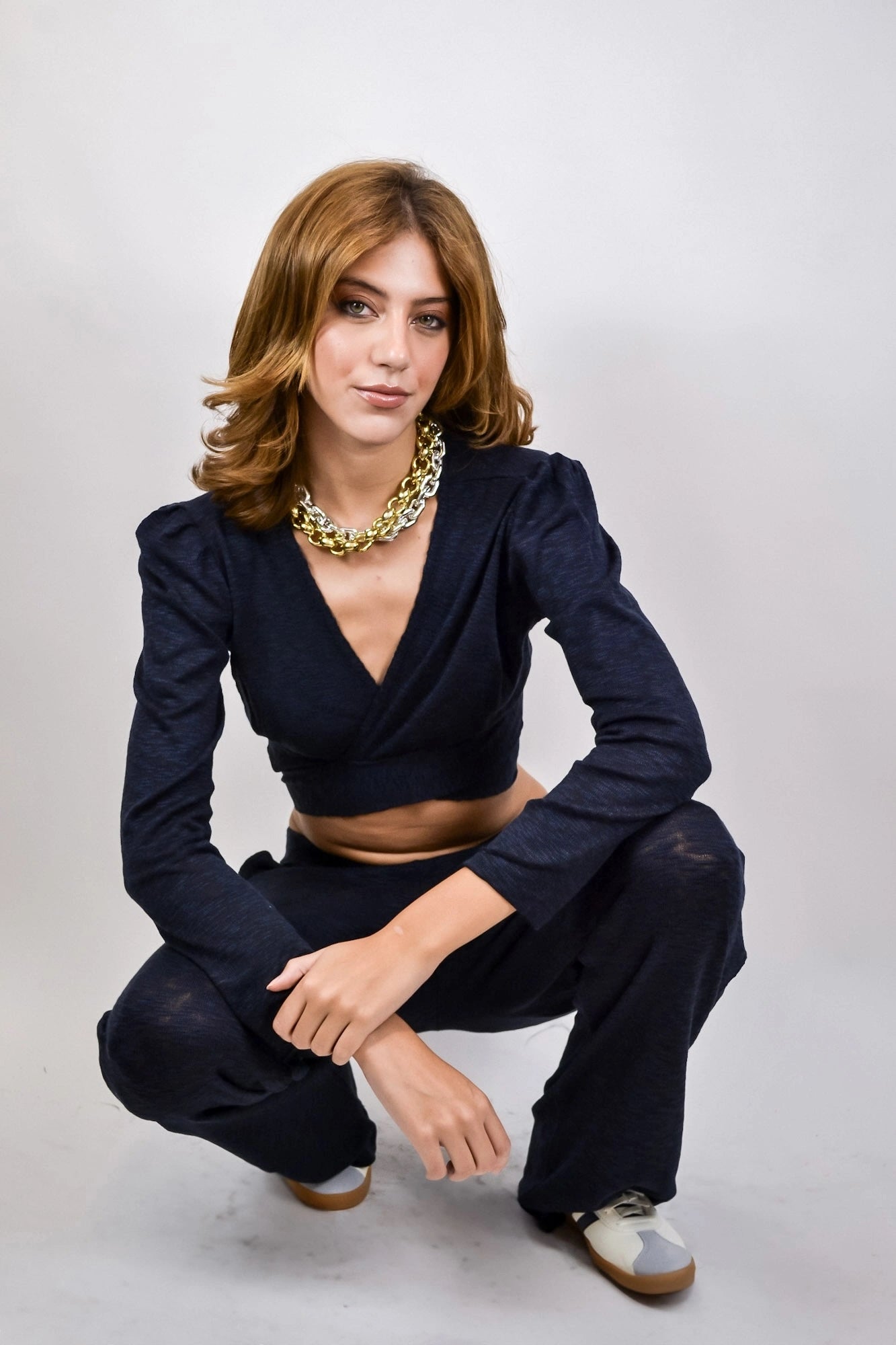 Cropped Toffee - transpassado em tricô flamê com amarração