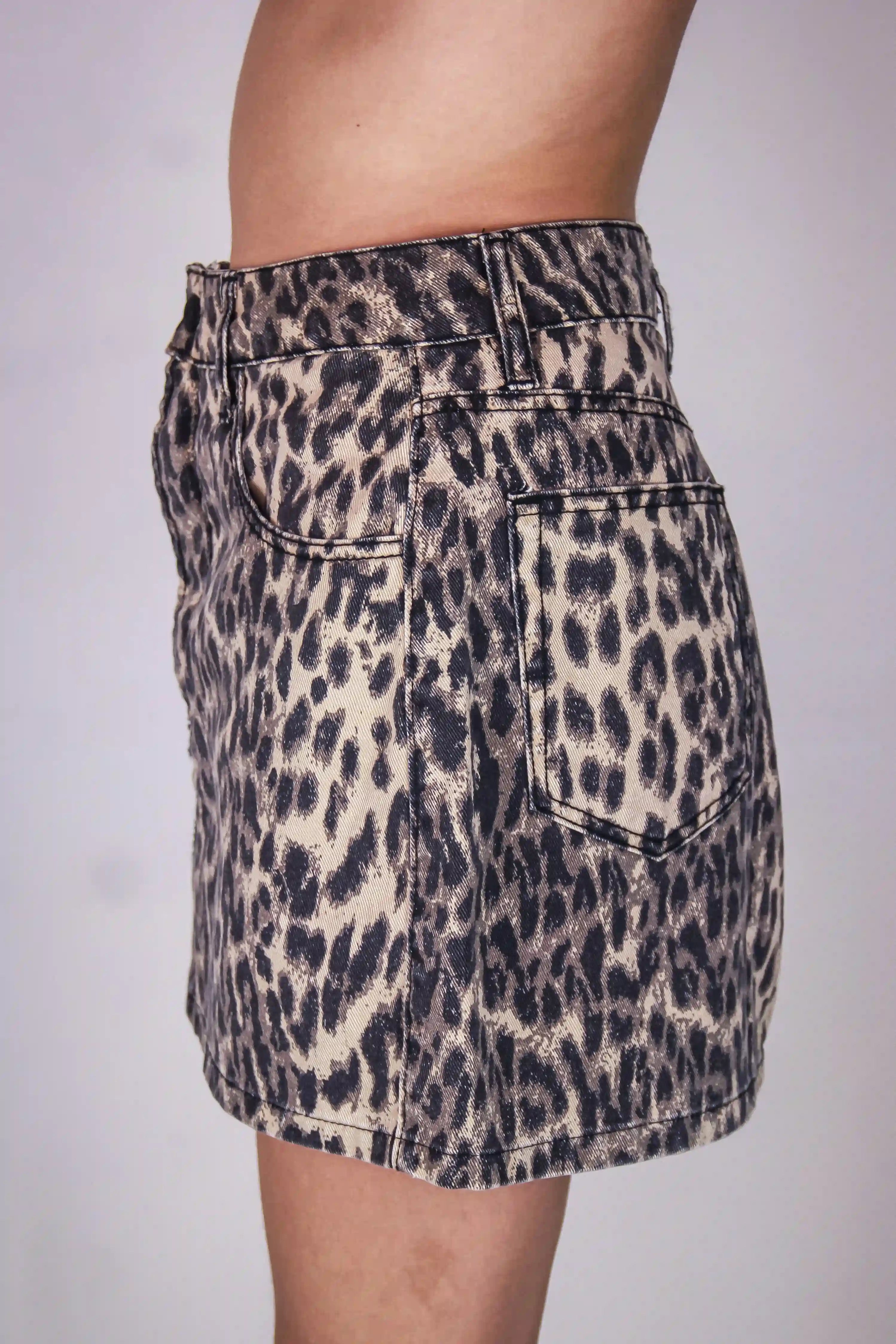 Saia Savage - Mini Jeans Animal Print