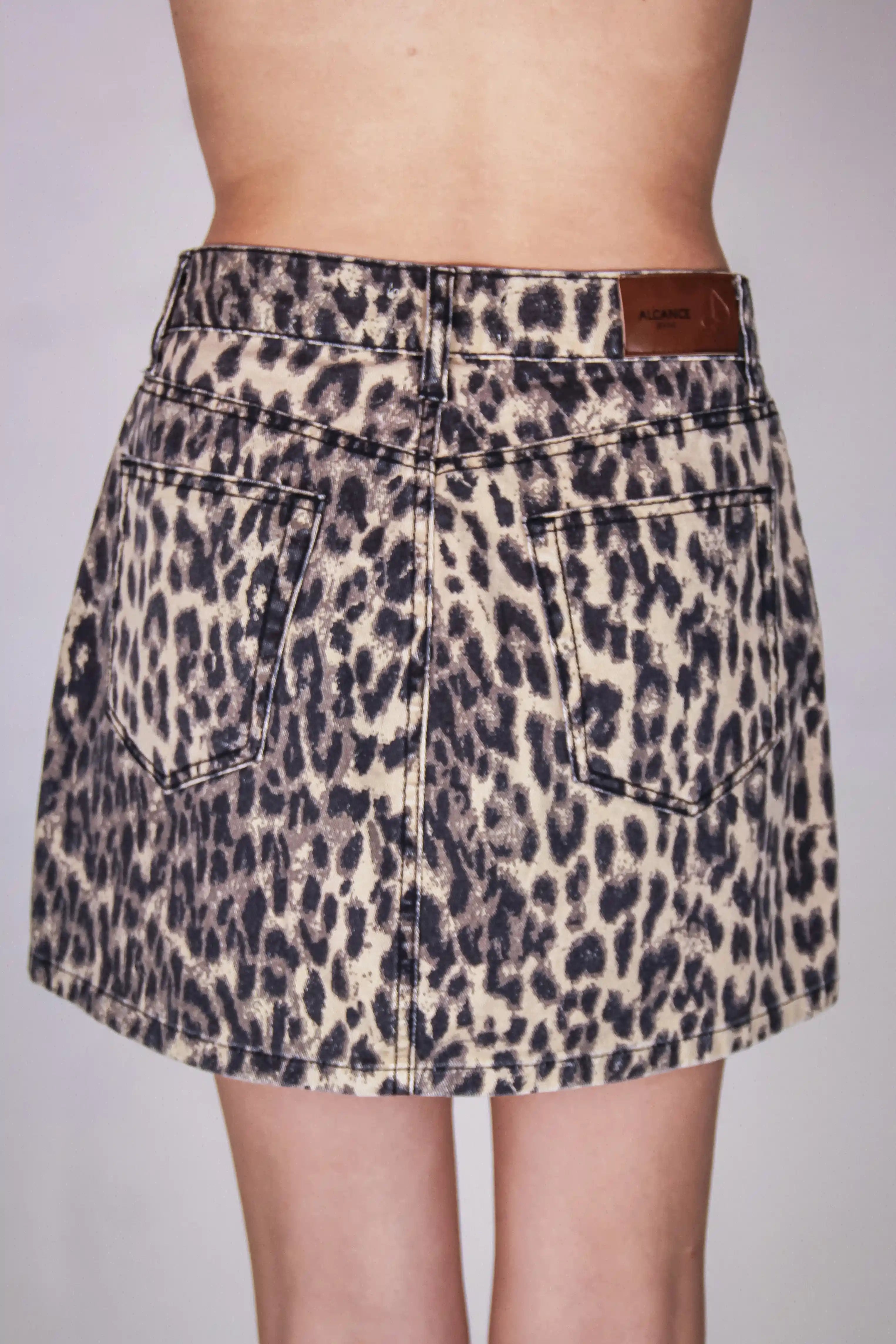 Saia Savage - Mini Jeans Animal Print