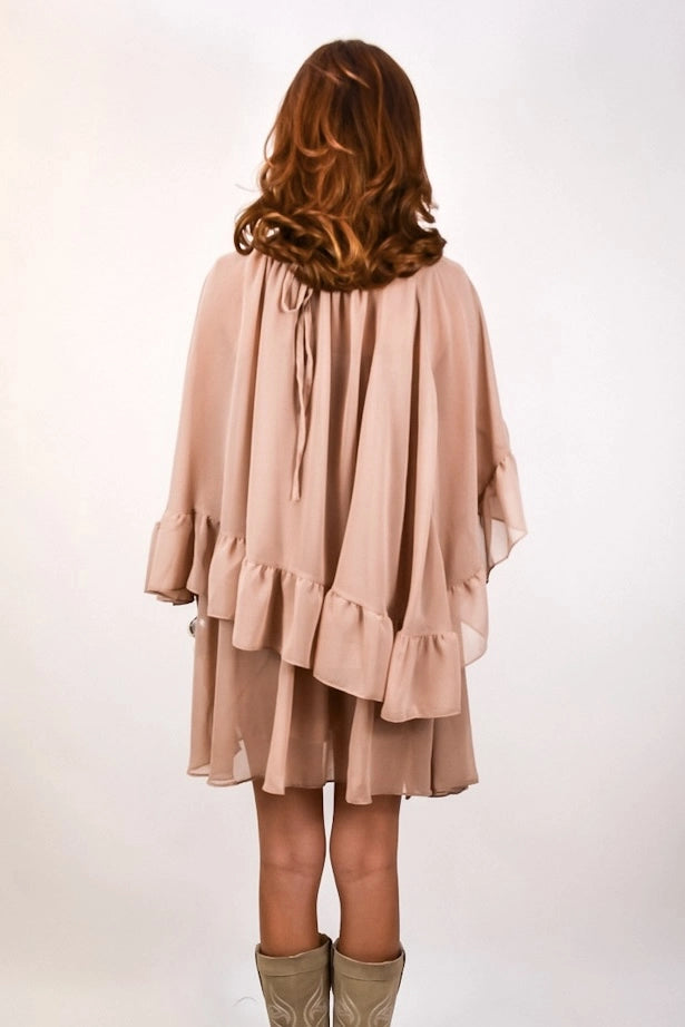 Vestido Cácto - curto com alças e capa gola alta