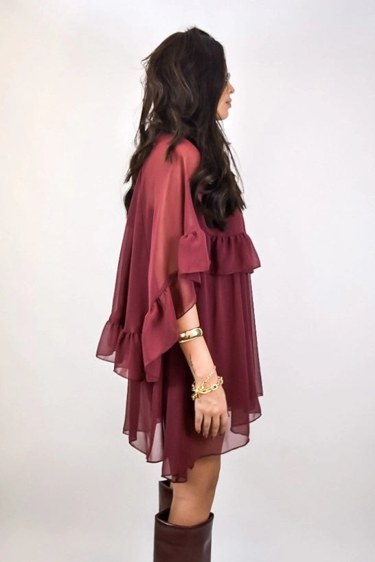 Vestido Cácto - curto com alças e capa gola alta