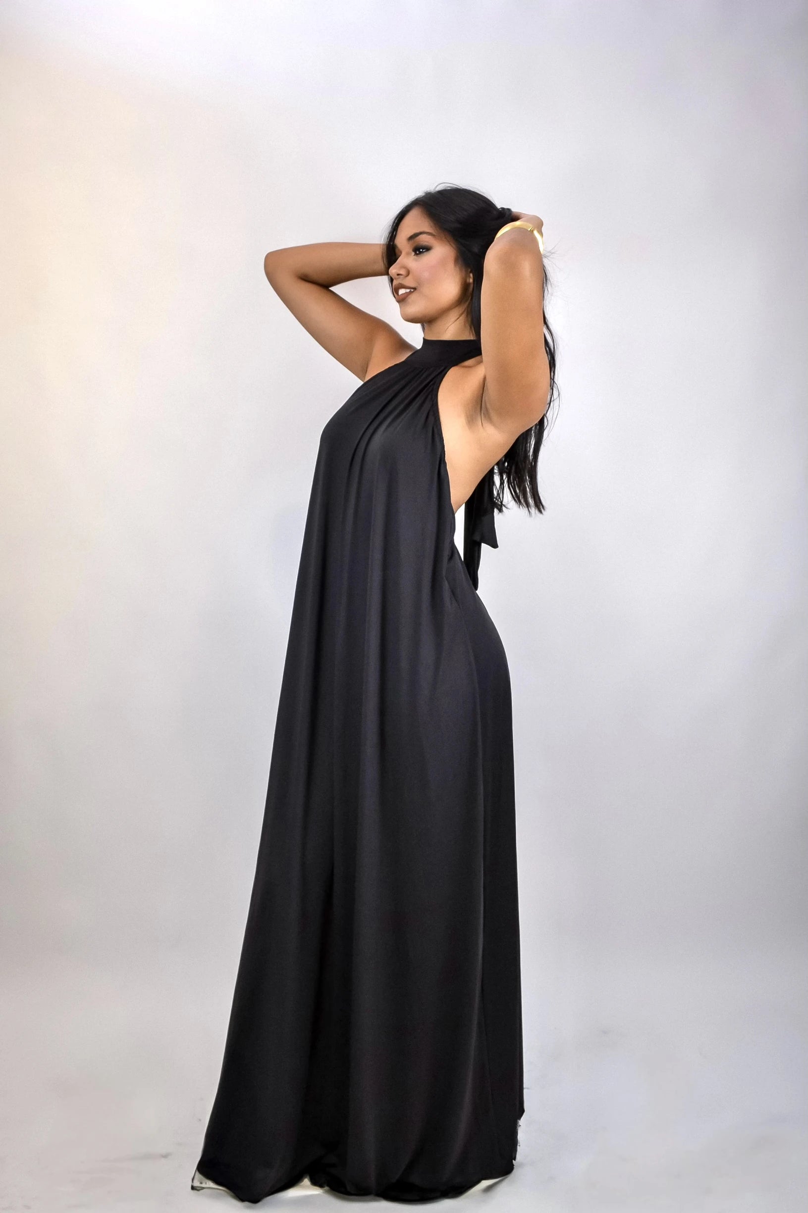 Vestido Negroni - longo gola alta com decote nas costas