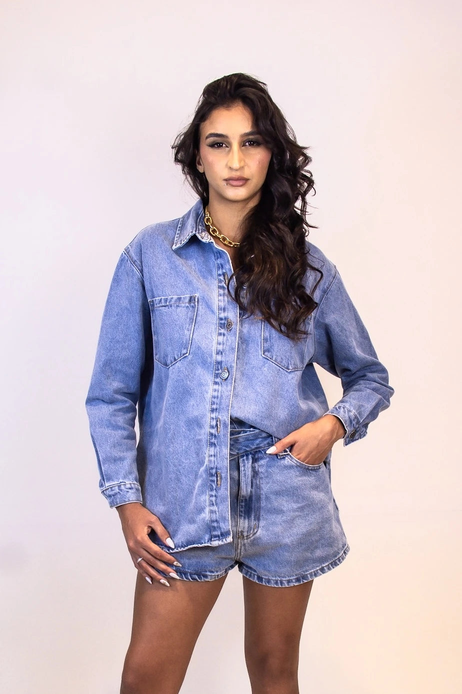 Camisa Duomo - Jeans Oversized Lavagem Clara