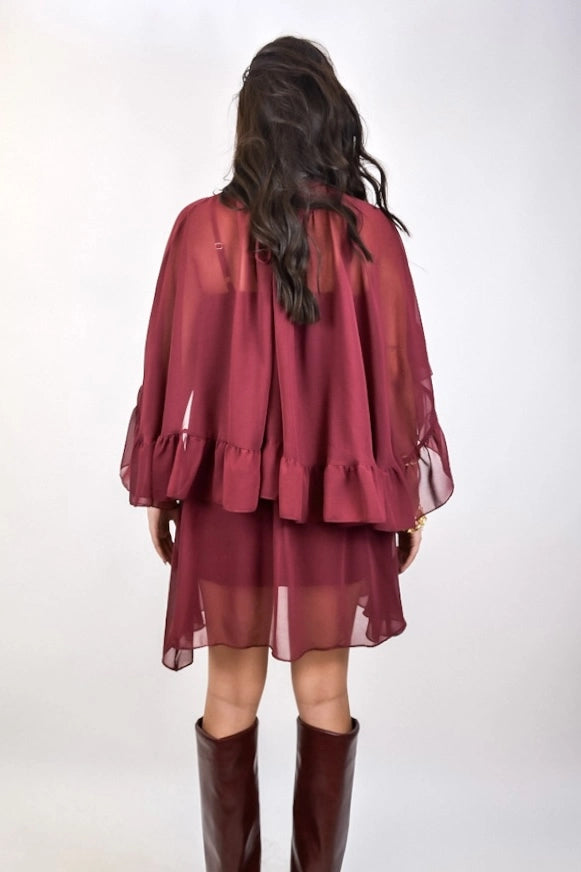 Vestido Cácto - curto com alças e capa gola alta